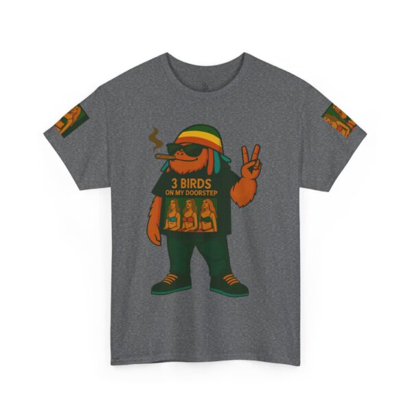 rasta bigfoot unisex tee 3 birds on my door step reggae quirky fun hardcore