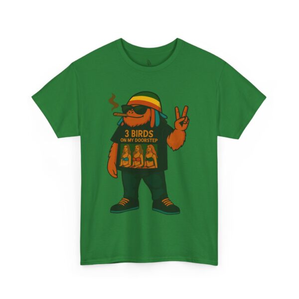 rasta bigfoot unisex tee 3 birds on my door step reggae quirky fun hardcore