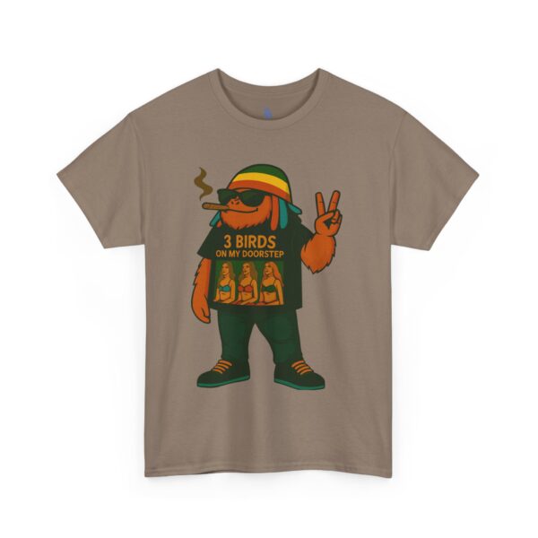 rasta bigfoot unisex tee 3 birds on my door step reggae quirky fun hardcore