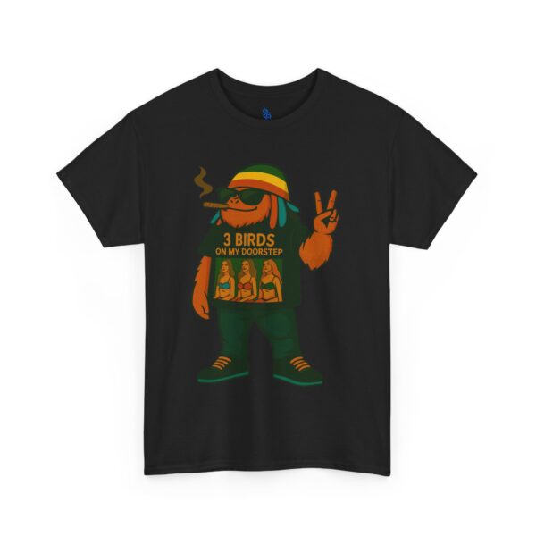 rasta bigfoot unisex tee 3 birds on my door step reggae quirky fun hardcore