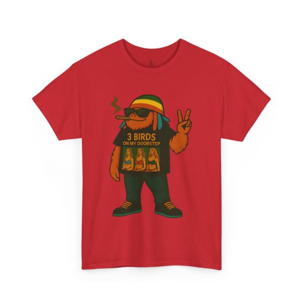 rasta bigfoot unisex tee 3 birds on my door step reggae quirky fun hardcore