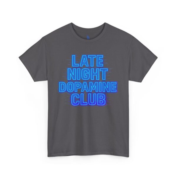 late night dopamine club tee, unisex heavy cotton t shirt, relaxed fit, fun club apparel, casual wear, music lover gift