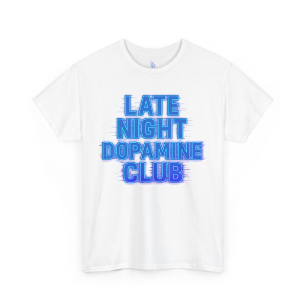 late night dopamine club tee, unisex heavy cotton t shirt, relaxed fit, fun club apparel, casual wear, music lover gift